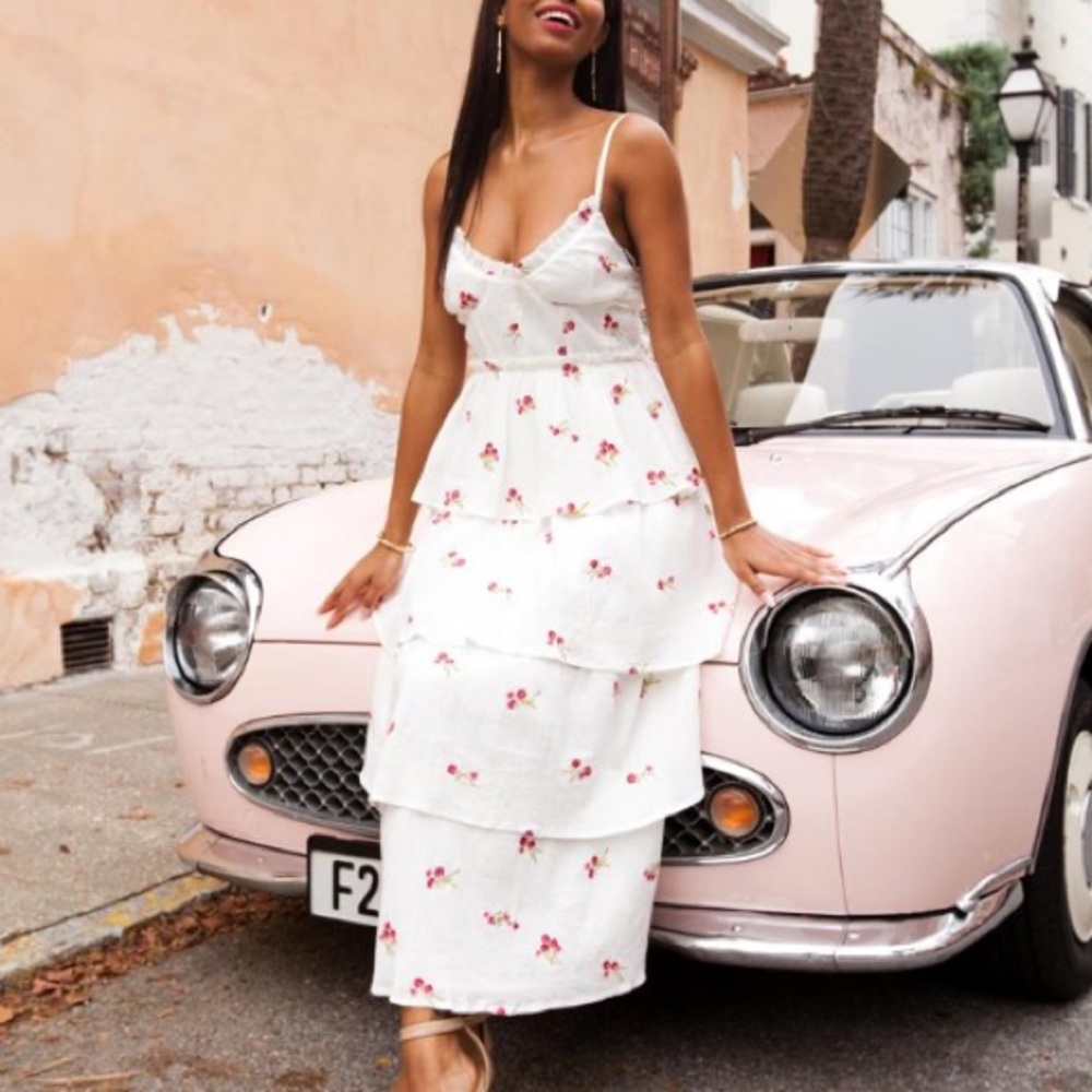 Tiare Tiered Dress Winston White in Rose size S